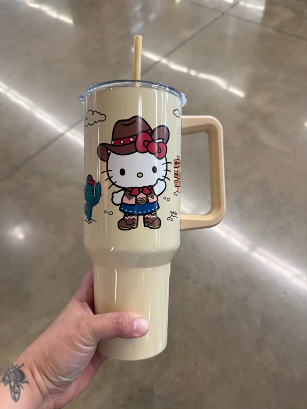 Hello Kitty 40 oz tumble HEB Western Travel Tumbler - Cream with Pink Accents